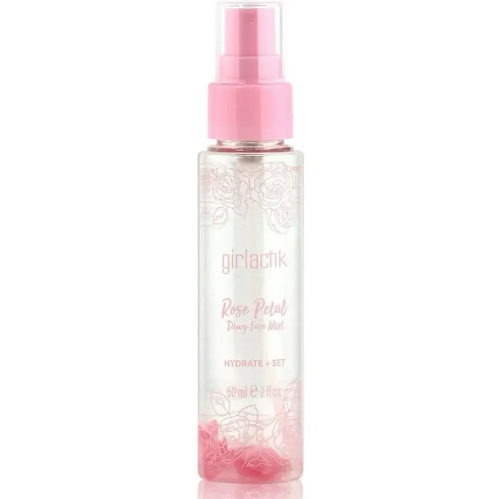 NEW Girlactik Rose Petal Dewy Face Mist Hydrating Makeup Setting‎ Spray Glowy